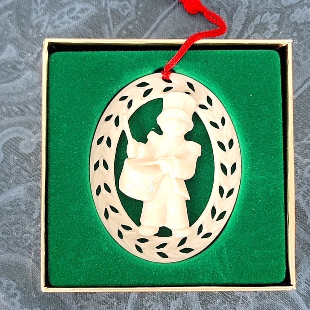New Lenox Drummer Boy Off White China Glass Ornament